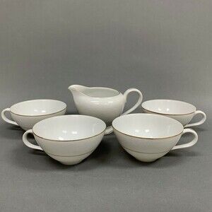 Touch of Gold Embassy DoM Cups Creamer White Border Design Gold Trim Lot of 5